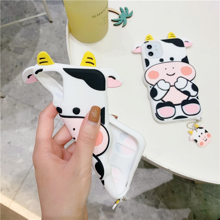 Three Dimensional Cute Cow Phone Case Silicone