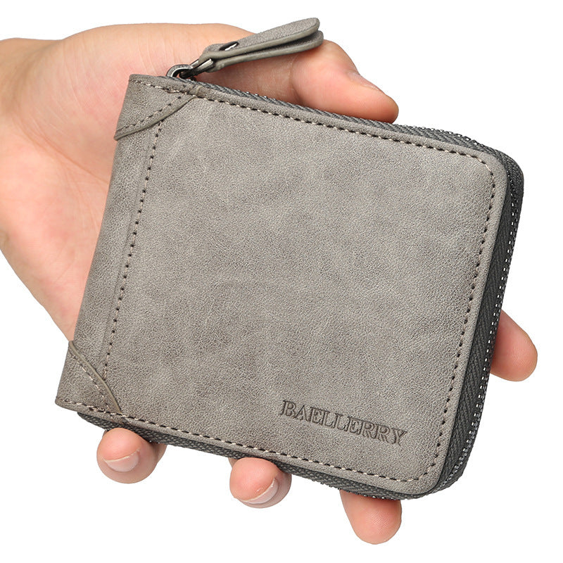 محفظة رجالية فخمة مصنوعة من الجلد بتصميم رائع وأنيق رمادي