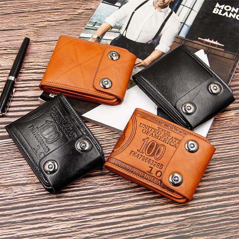New Men's Wallet Short Multifunctional Fashion Casual Double Snap