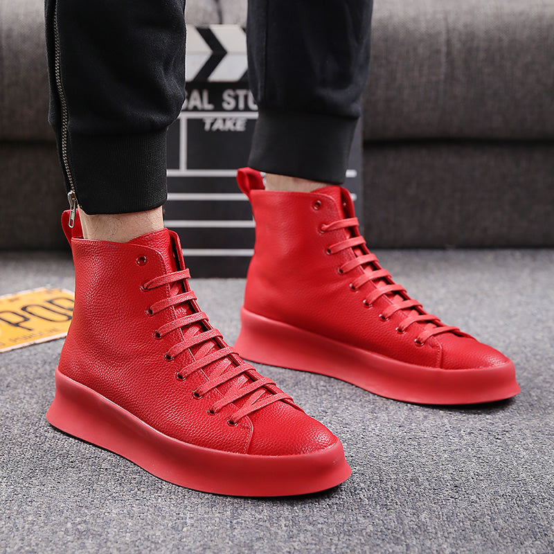 Men's Sports Solid Color Leather Sneakers