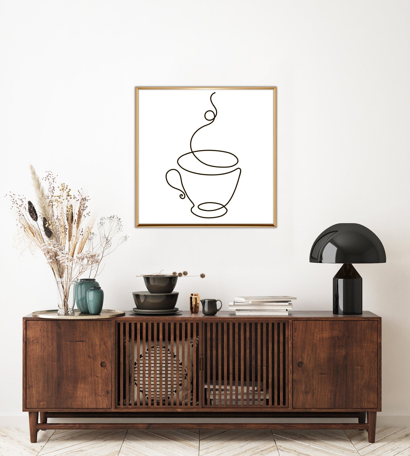 "Line Art Canvas Wall Painting (Cup of Coffee) "