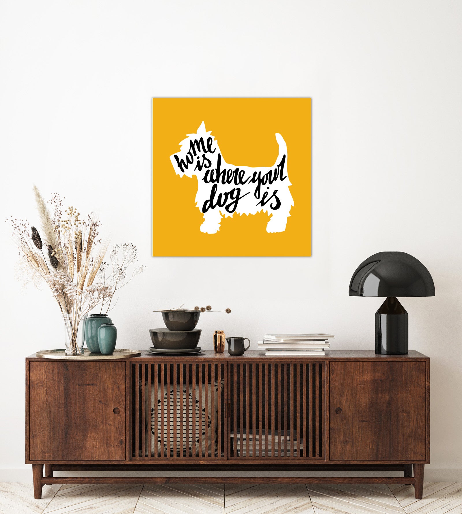 Wall Art Printing with Quote (Home is Where your Dog is)