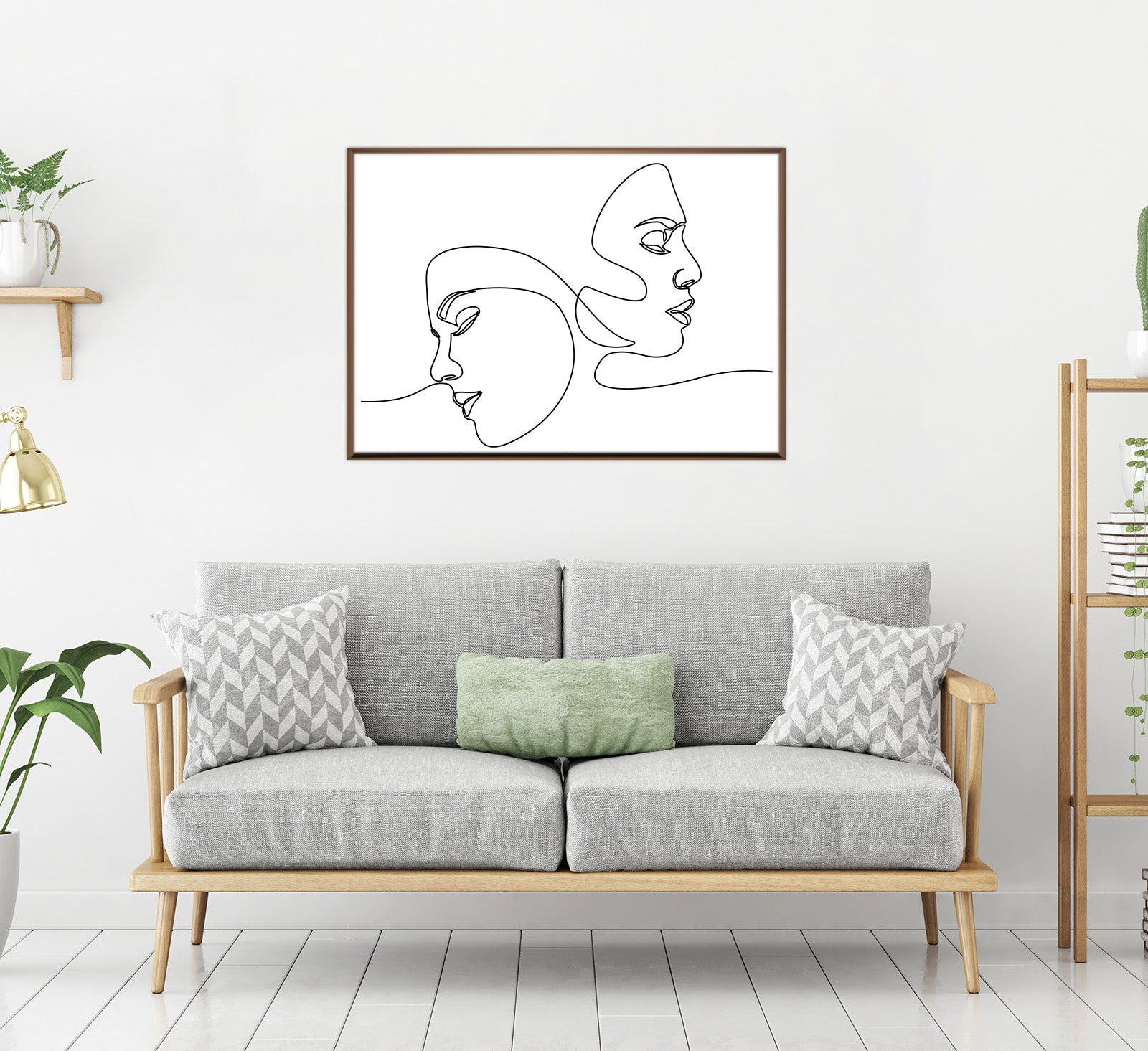 "Line Art Canvas Wall Painting (Two Opposite Faces) "