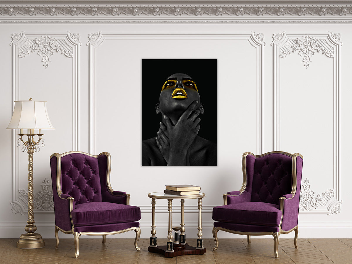 black and gold large canvas print (A Girl's face)