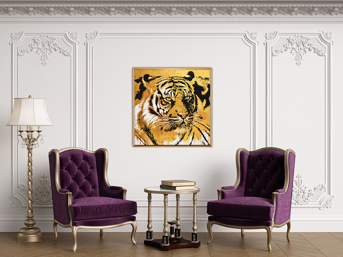 Golden Canvas Wall Art (Tiger)