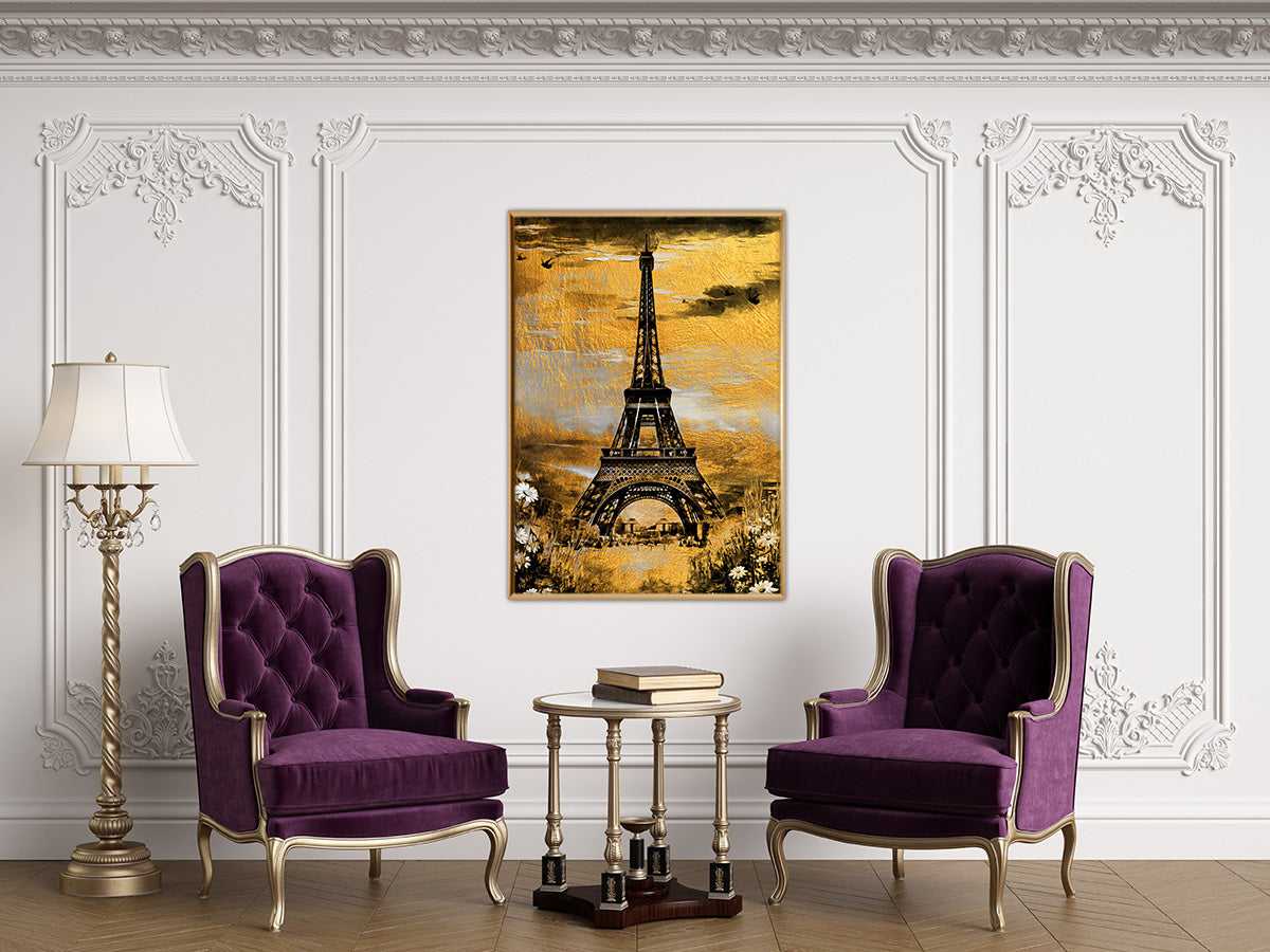 "Black and Gold Canvas Wall Art (Eiffel Tower) "