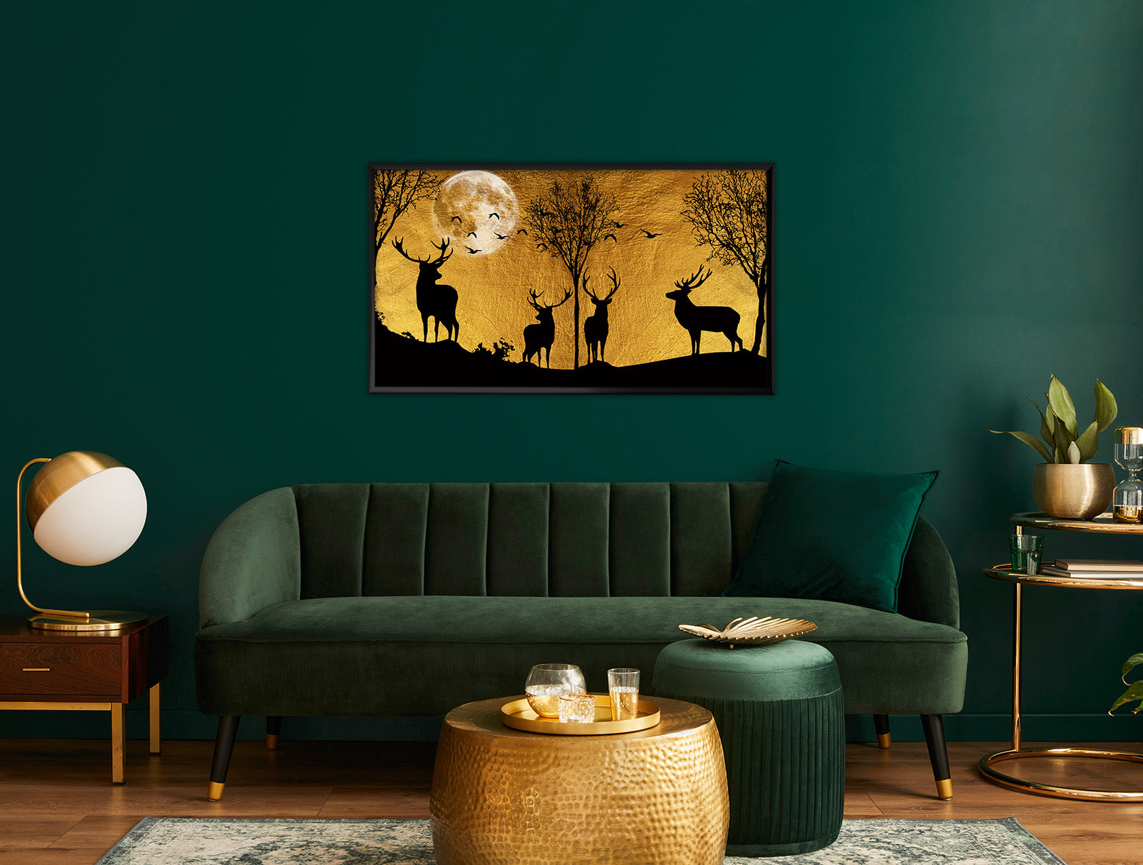 Black and Gold Wall Painting (Deer)