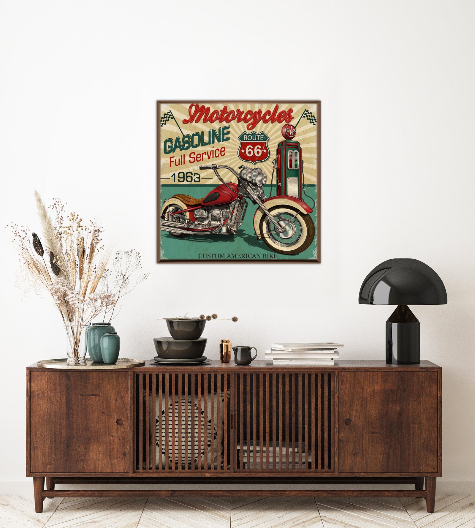 Retro Large Canvas Wall Art (Motorcycles)