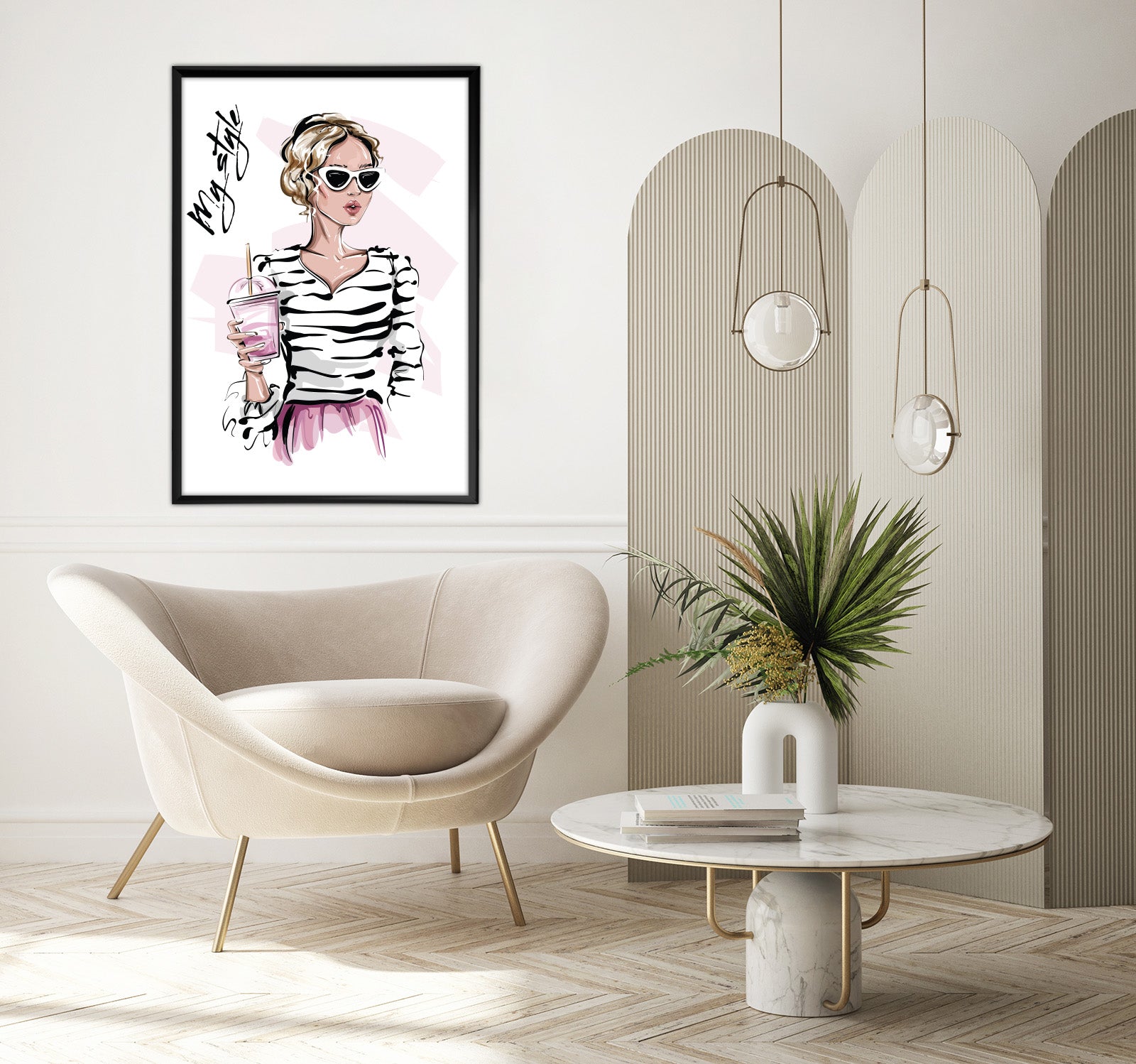 Wall Art for Living Room (a Girl Wearing a Shirt and Sunglasses)