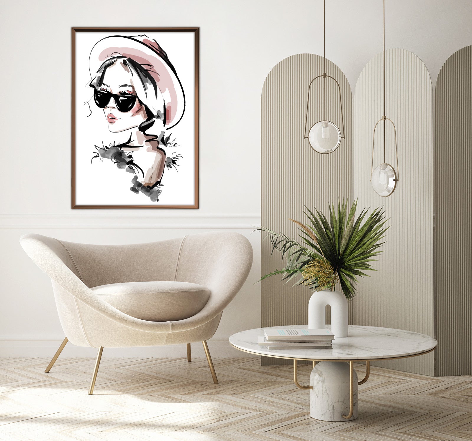 "Canvas Wall Art (A Woman Wearing Sunglasses and a Hat) "