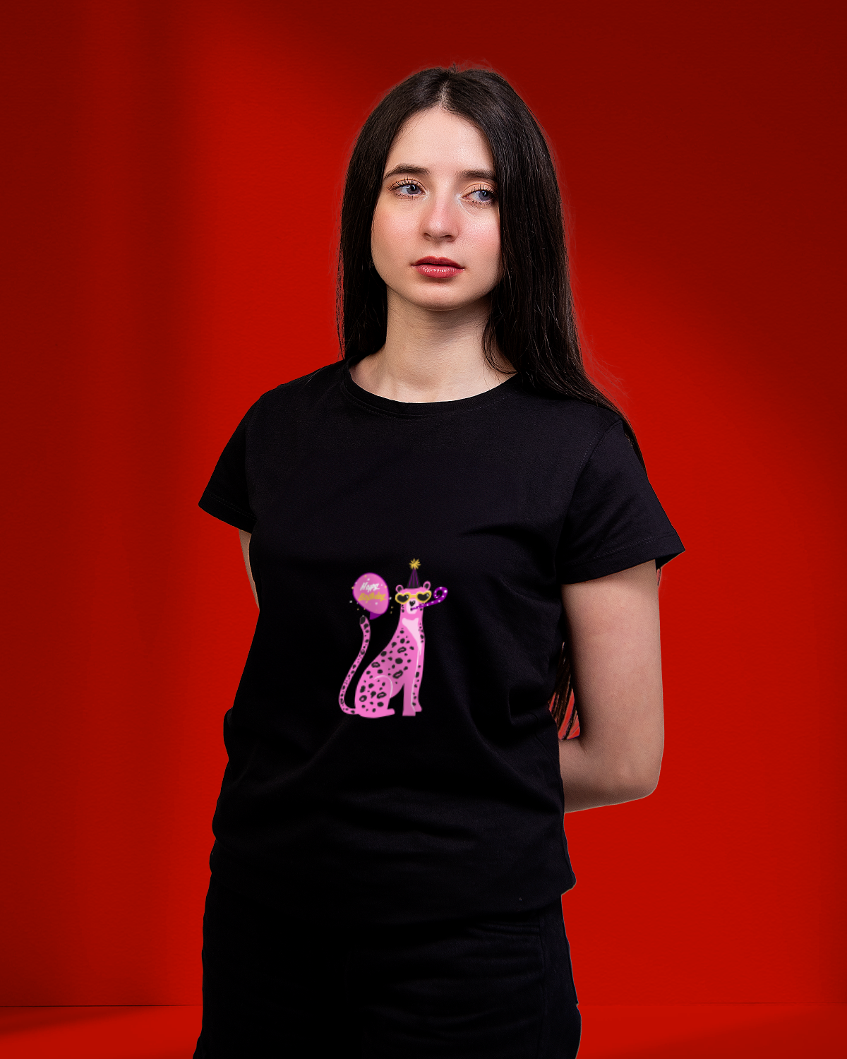 Women's T-shirt (Happy Birth Day Pink Dog)