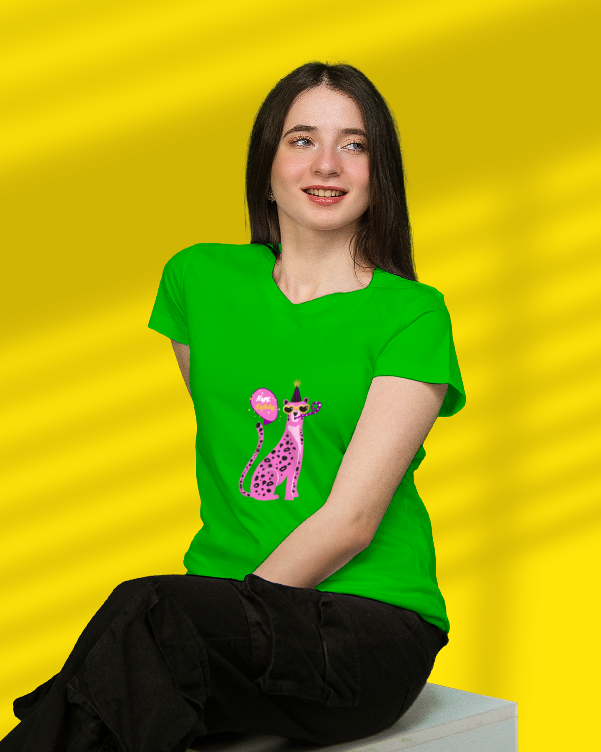 Women's T-shirt (Happy Birth Day Pink Dog)