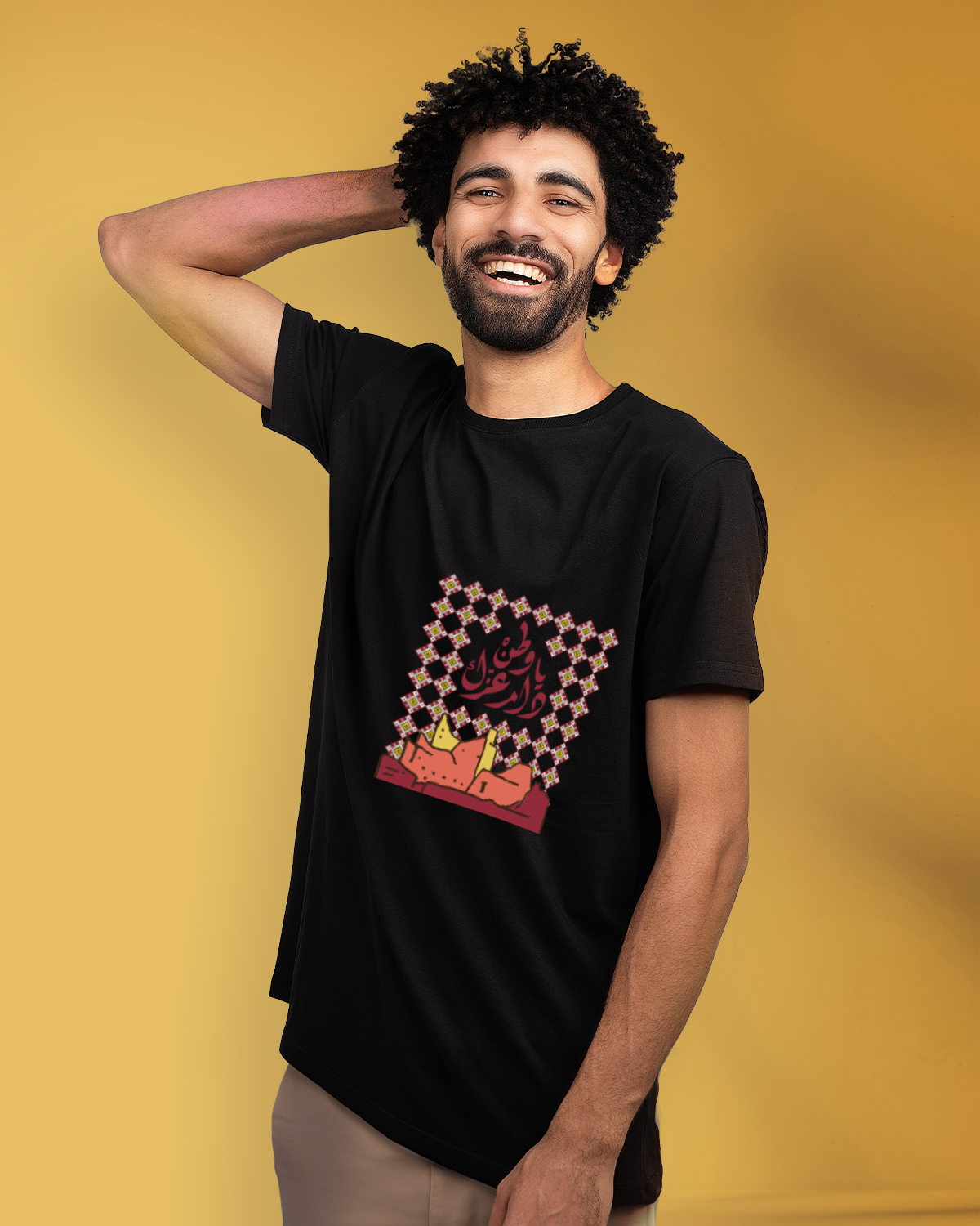 Men's Foundation Day T-shirt (Ya Watan Dam Eizk With Sadu Pattern)
