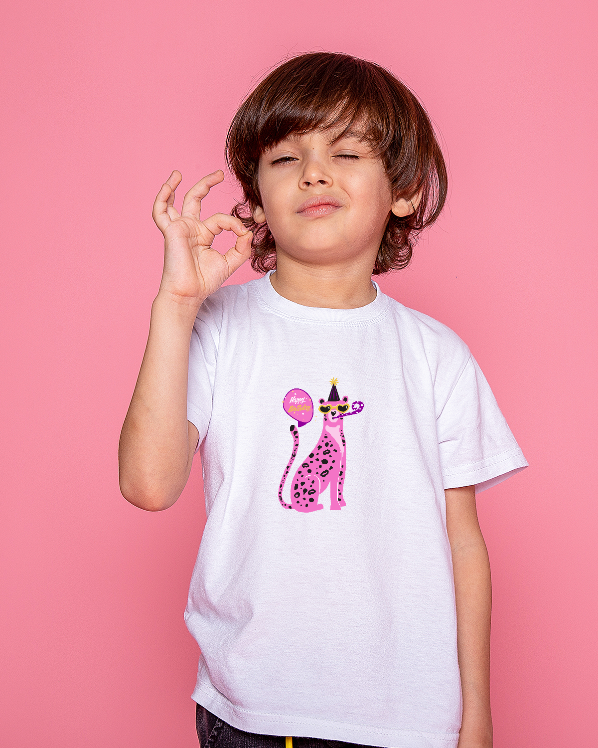 Boys' T-shirt (Happy Birth Day Pink Dog)