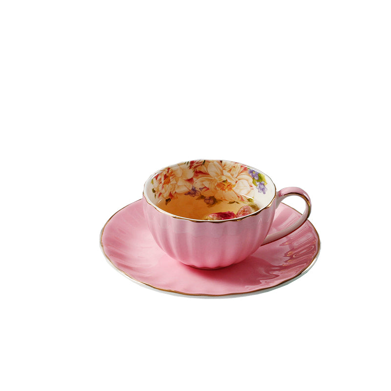 Creative Color Printing Bone China Pumpkin Coffee Cup And Saucer