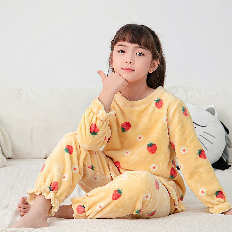 Children's Pajamas Autumn And Winter Cartoon Round Neck Suit