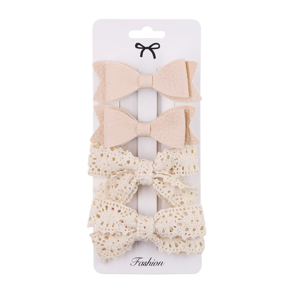 Simple Bowknot Four-piece Fabric Hairpin Set Baby Headdress