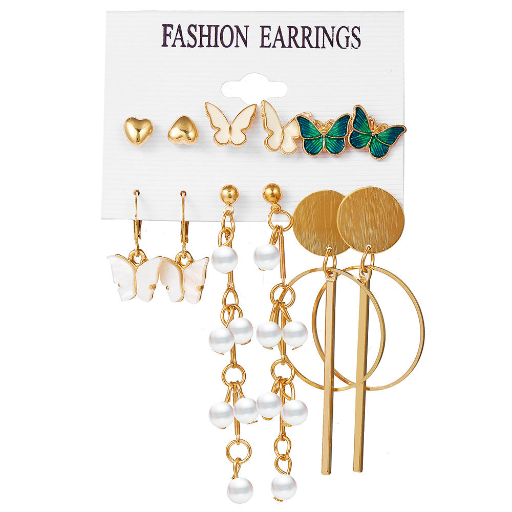 Creative Vintage Pearl Hoop Earrings Set