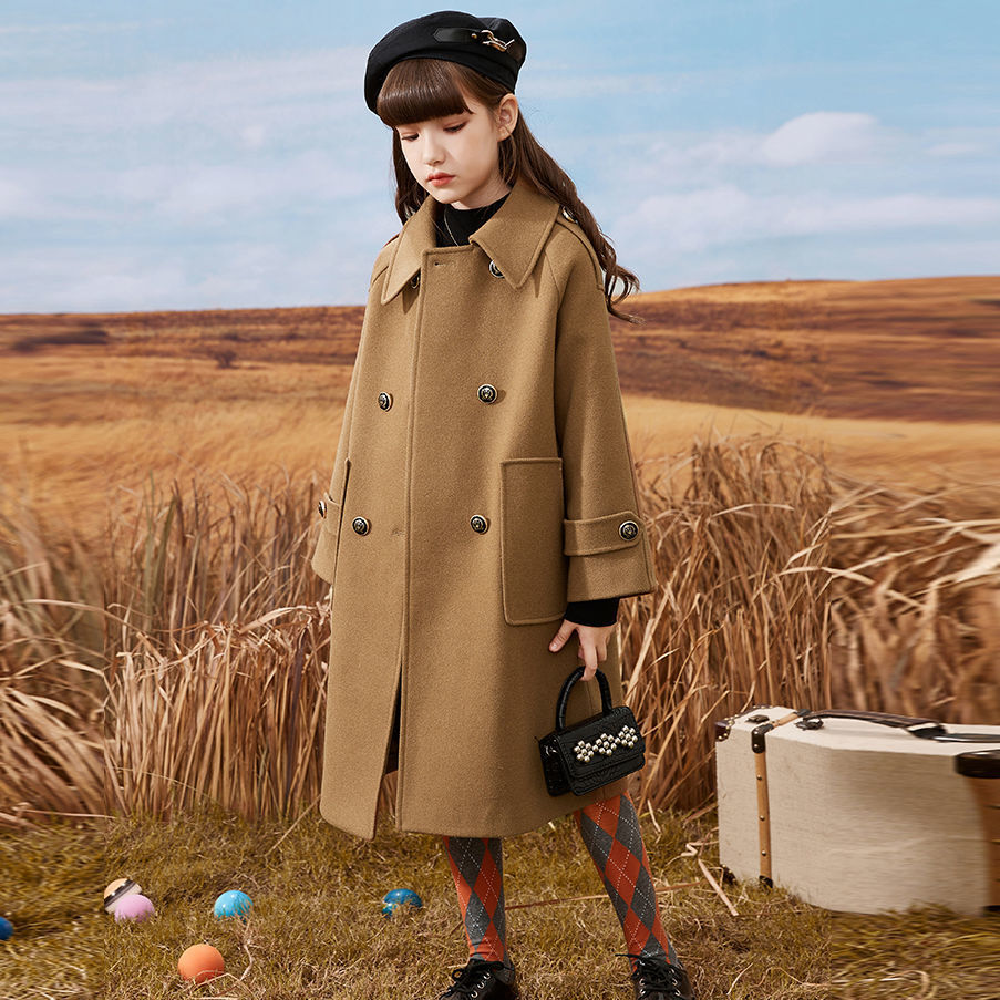 Girls' Woolen Coat Mid-length Autumn And Winter College Style