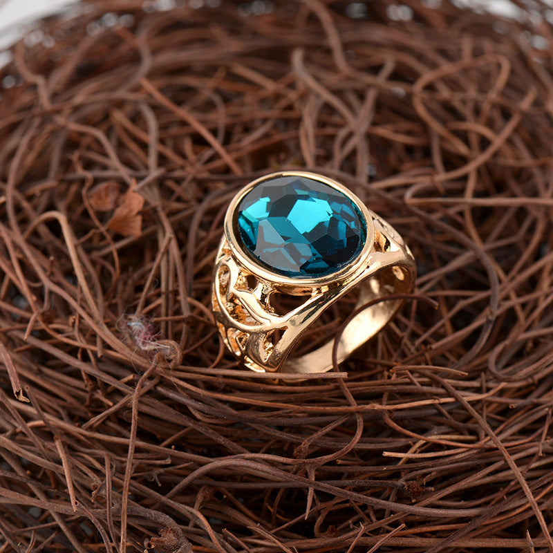 Fashion Simple Golden Agate Ladies Ring