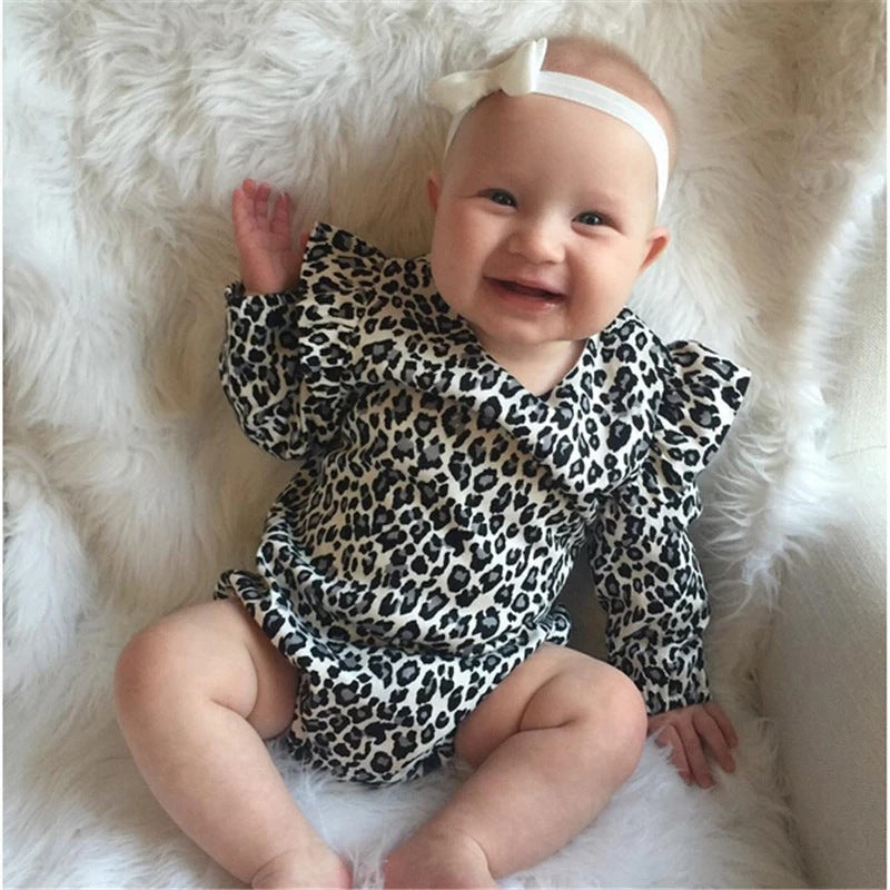 One-piece Romper For Girls With Leopard Print In Europe And America