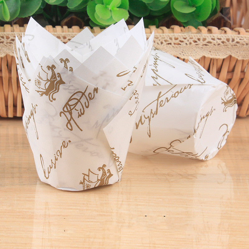 Household Oil And High Temperature Resistant Solid Color Tulip Cake Paper Cups