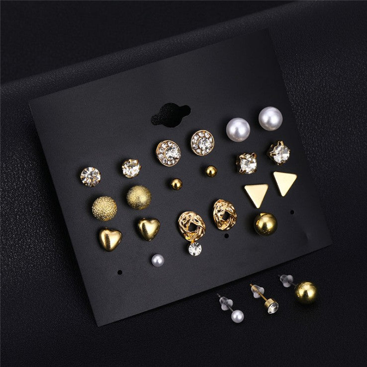 Square Zircon Stud Earrings Peach Heart Diamond Earrings