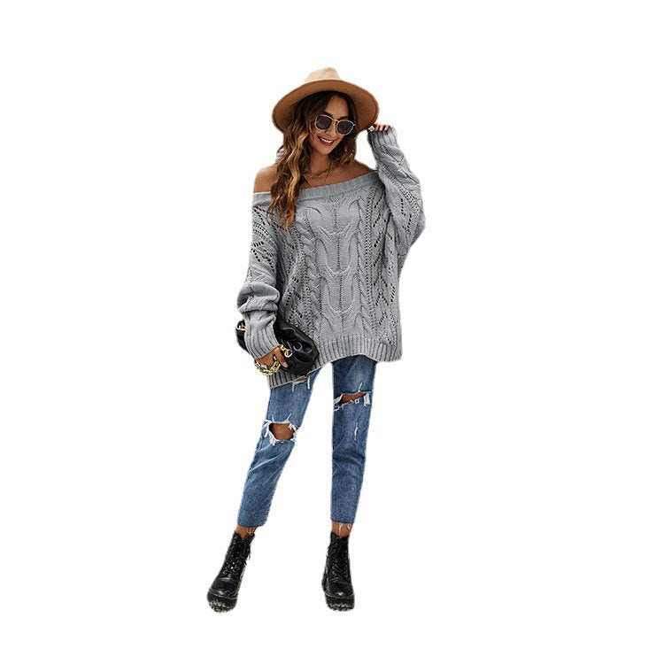 Autumn And Winter Strapless Plus Size Loose Knit Sweater