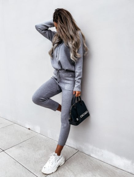 Autumn And Winter Solid Color Long-sleeved Hooded Suit