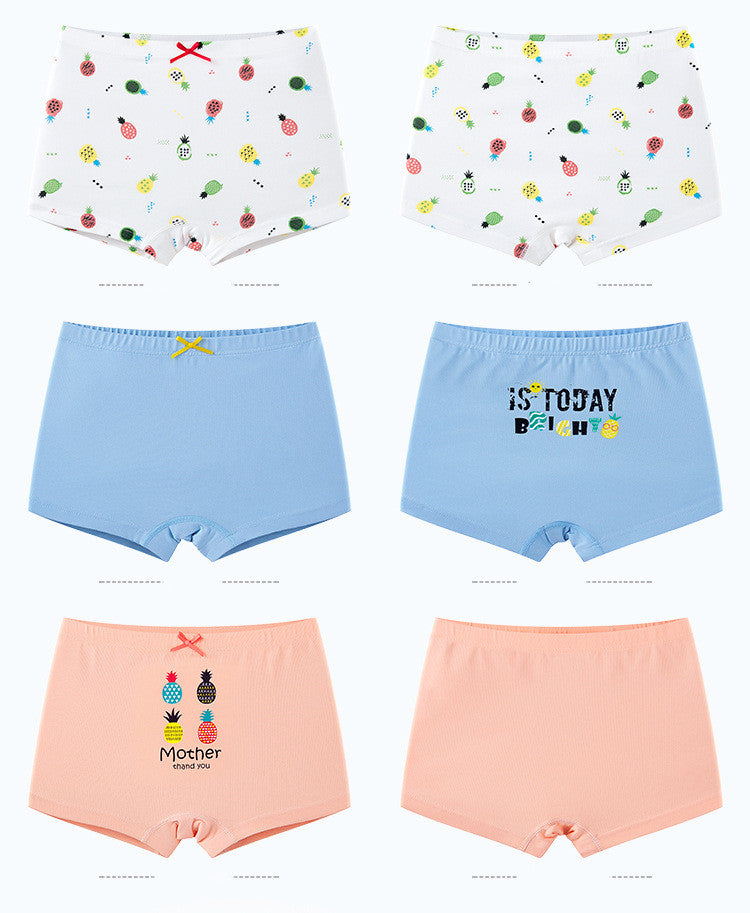 Creative Print Cotton Girls Underwear Boxer Set
