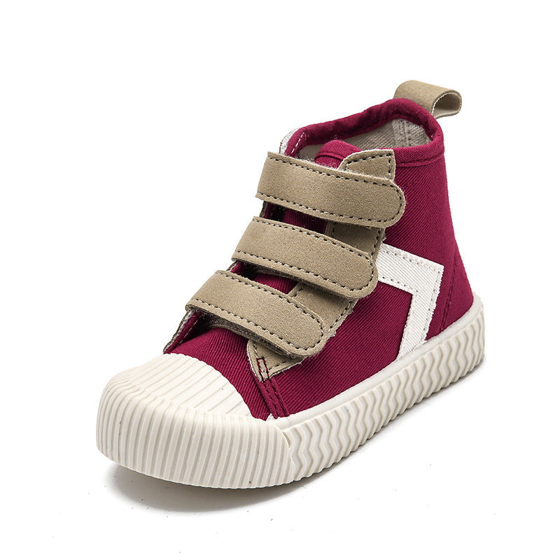 High-top Children's Canvas Shoes With Velcro Baby