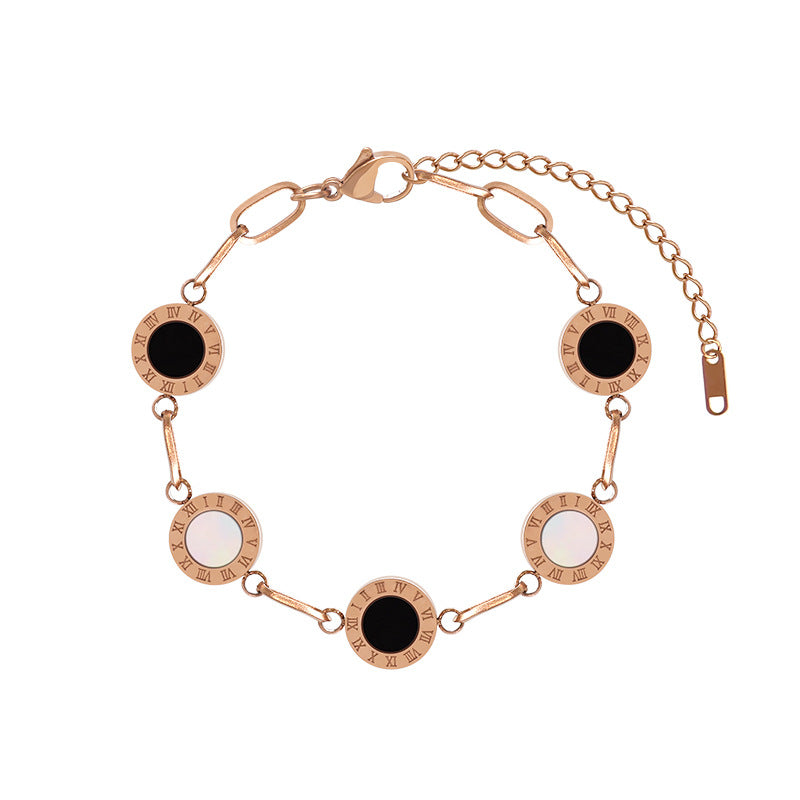 Women's Black And White Circle Titanium Steel Bracelet