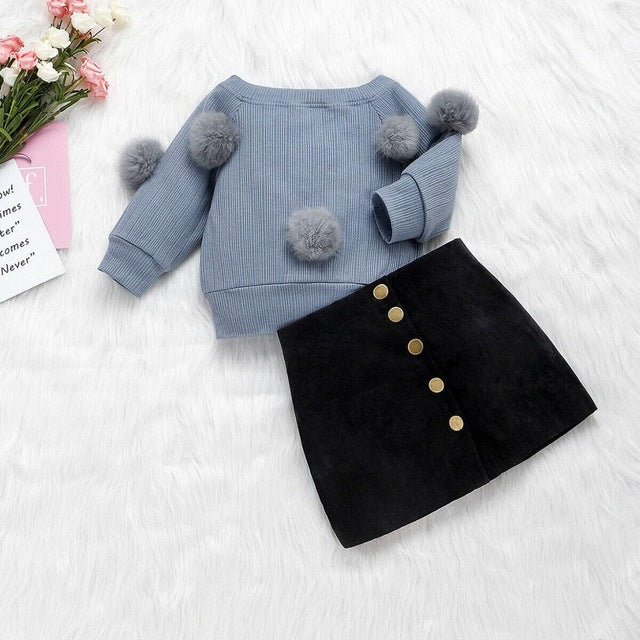 Baby girl Kids Girls Clothes Sets Sweater Skirt Warm
