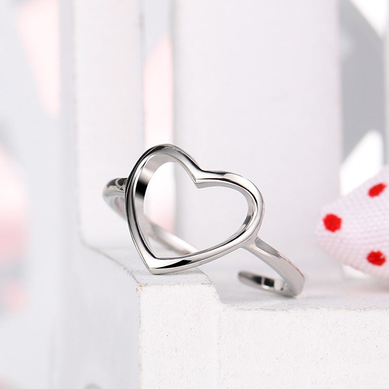 Sterling silver hollow heart ring