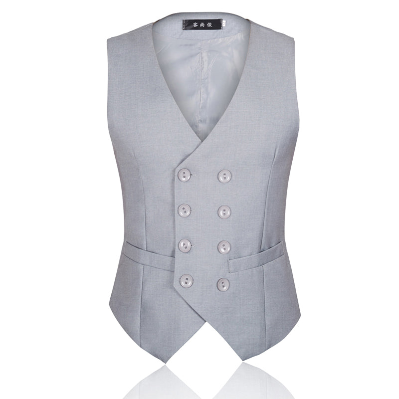 Large Size British Style Double-Breasted Casual Suit Vest