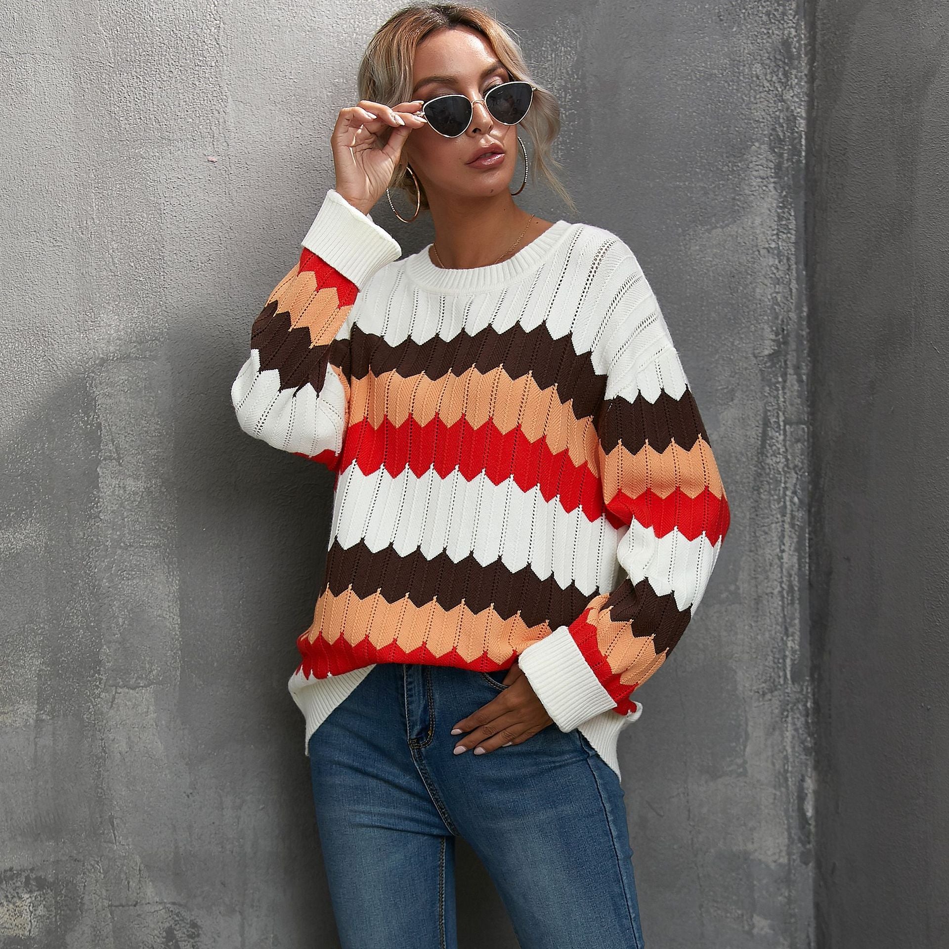 Striped color block sweater