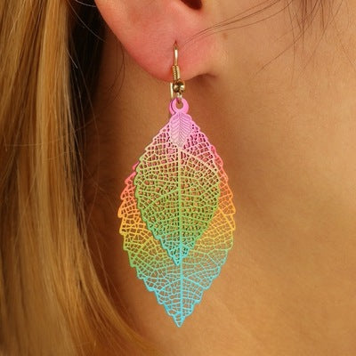 Hollow-Out Printed Earrings For Female