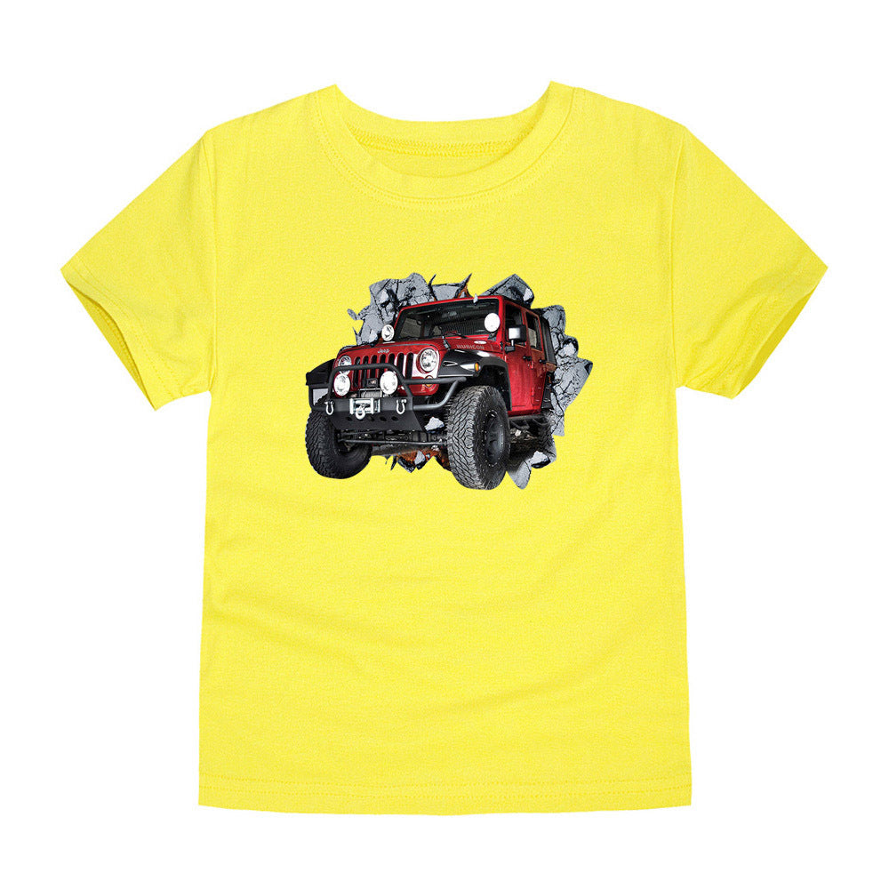 Children's Short-sleeved Cotton Heat Transfer T-shirt For Boys And Girls