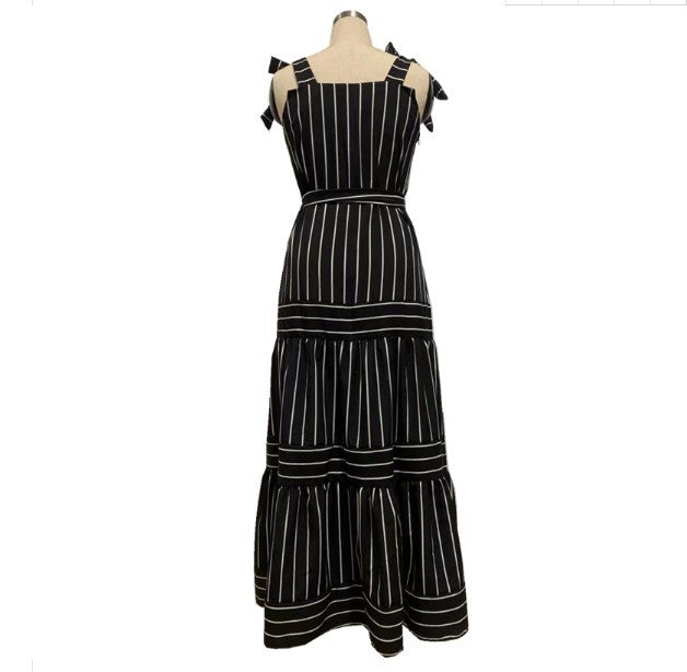 New Style Striped Dress Bohemian Suspender Dress