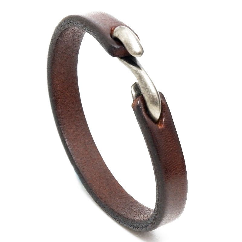 S buckle brown leather bracelet