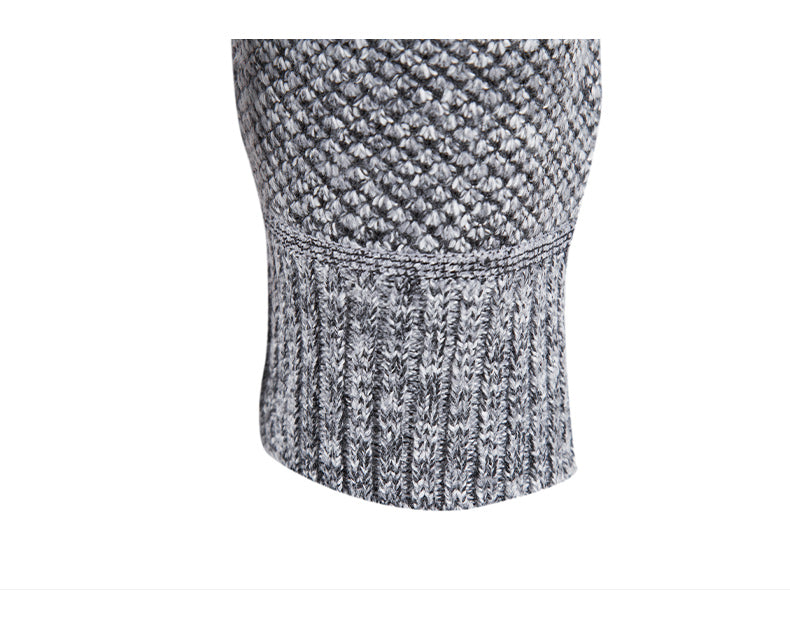 New Style Plus Velvet Men's Foreign Trade Zipper Half High Neck Pullover Sweater