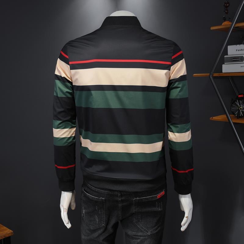 Contrast Striped Jacket Casual Men's Thin Jacket