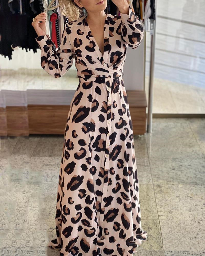 فستان بطبعات الفهد للنساء 
