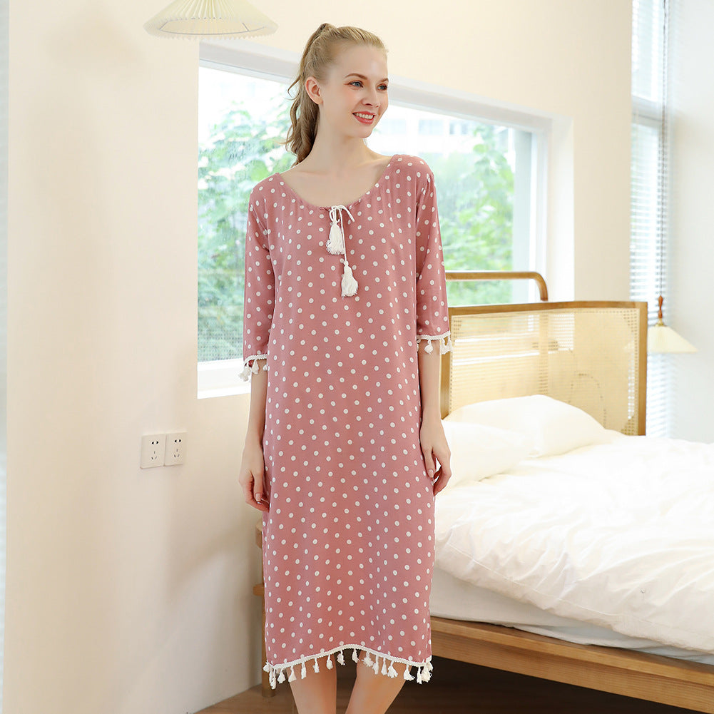 Simple Polka Dot Girlfriends Nightdress Pajama Set