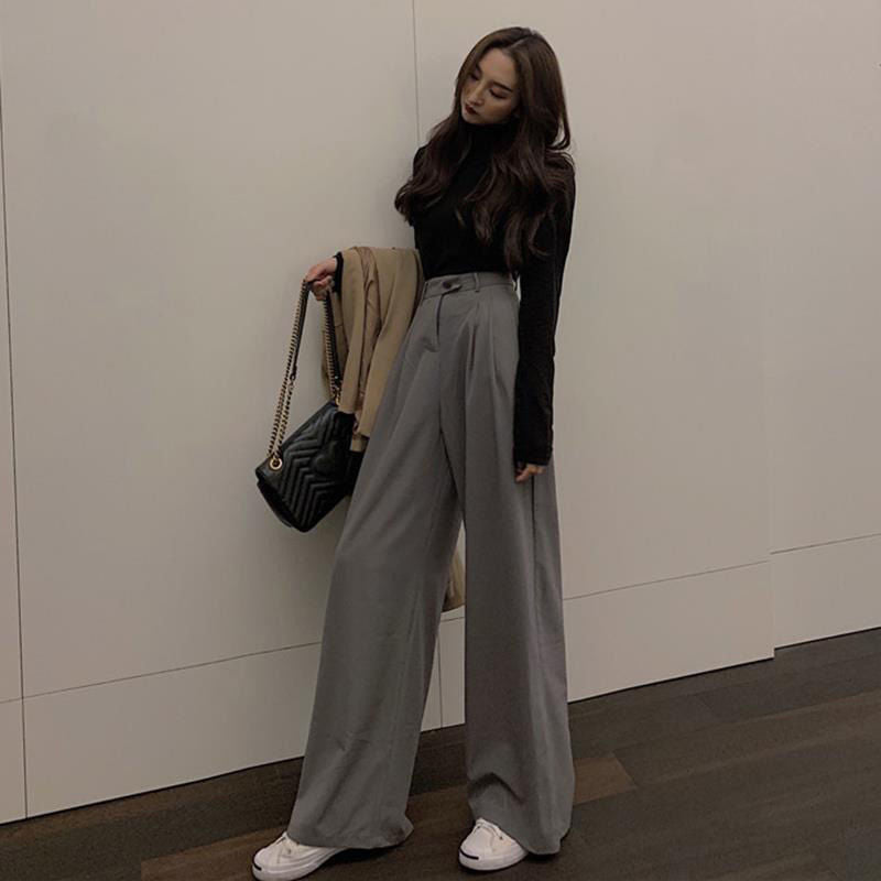 Loose and  casual mopping wide-leg pants
