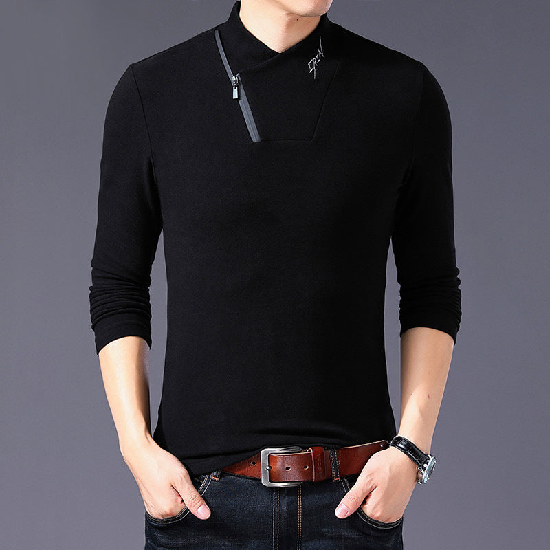 Men's zipper long sleeve T-shirt
