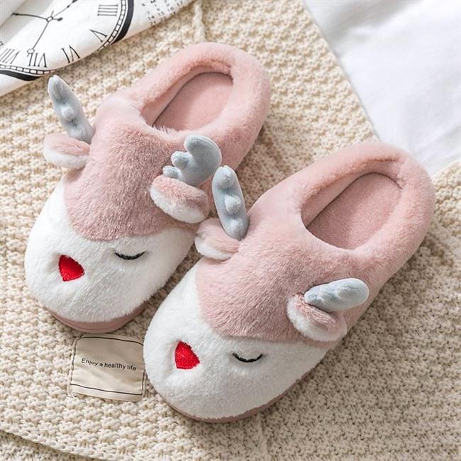 New couple non-slip cartoon wool slippers