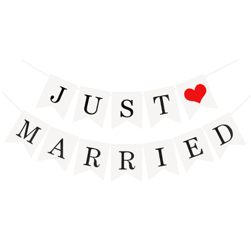 JUST MARRIED Letter Fish Tail Pull Flag Retro Creative Garland