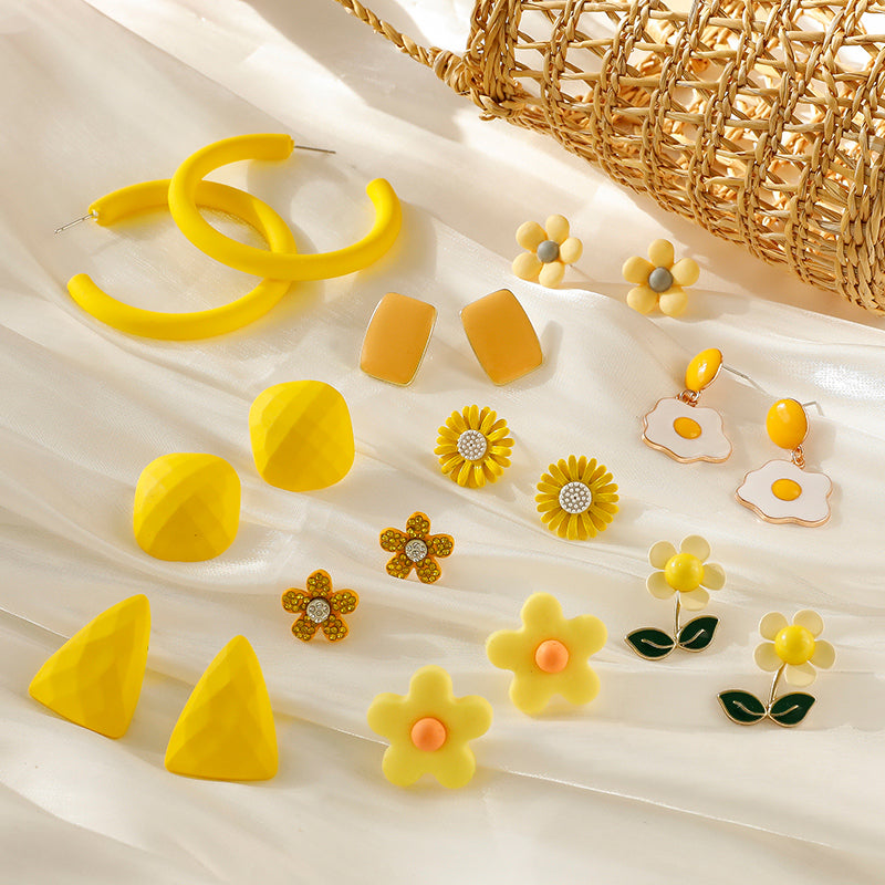 Yellow exaggerated Korean high-end earrings