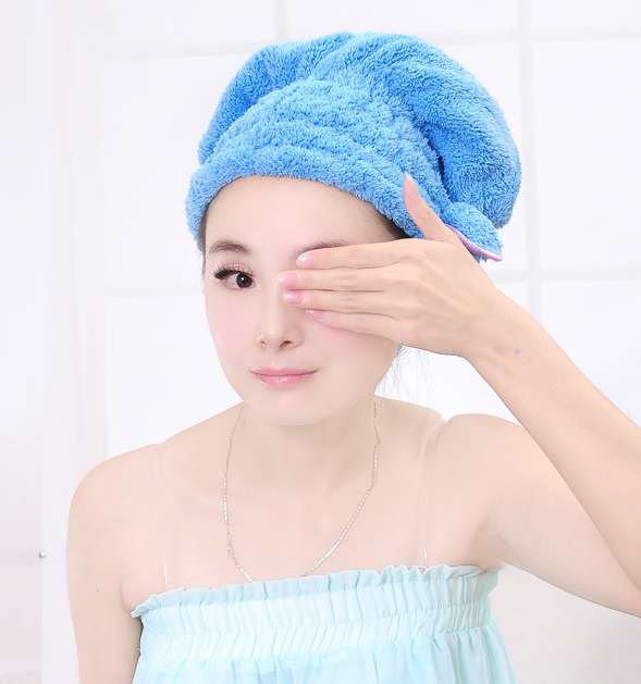 Korea super absorbent coral fleece dry hair cap Microfiber cartoon cute bow dry hair cap